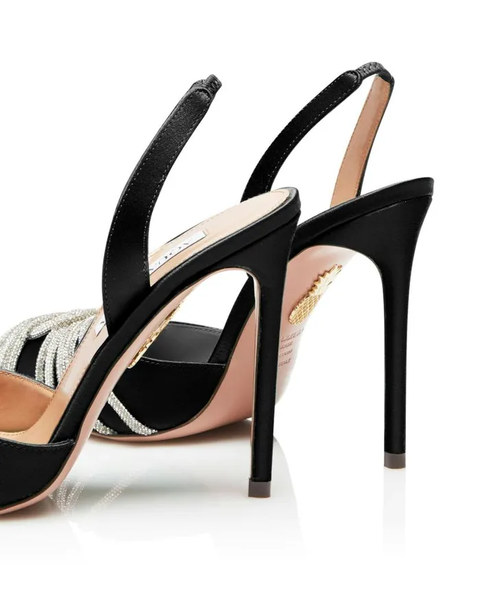 Gatsby Sling Satin 105 Black Women Aquazzura Pumps Gatsby Sling Satin 105 Black Women Aquazzura Pumps