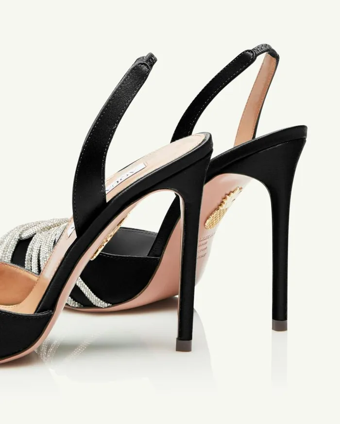 Gatsby Sling Satin 105 Black Women Aquazzura Pumps Gatsby Sling Satin 105 Black Women Aquazzura Pumps