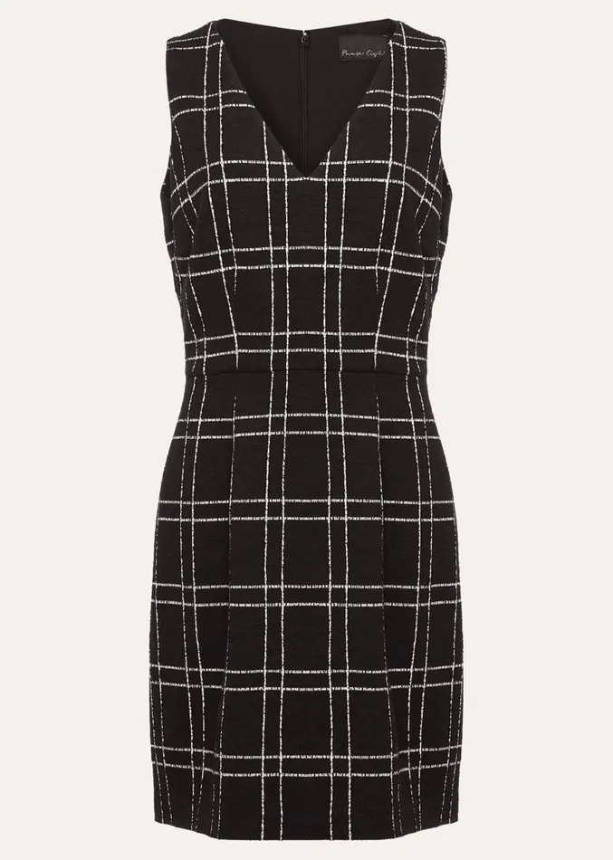 Gemma Checked Pinafore Mini Dress Blackivory Women Phase Eight Dresses