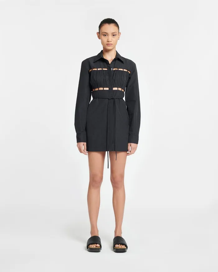 Genea Pleated Poplin Shirt Dress Black Women Nanushka Dresses
