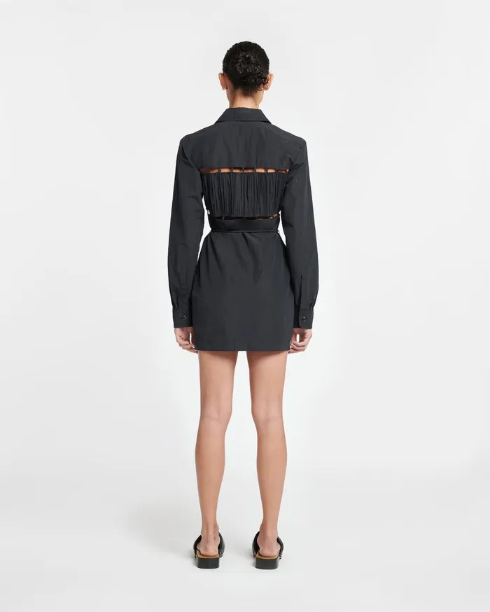 Genea Pleated Poplin Shirt Dress Black Women Nanushka Dresses