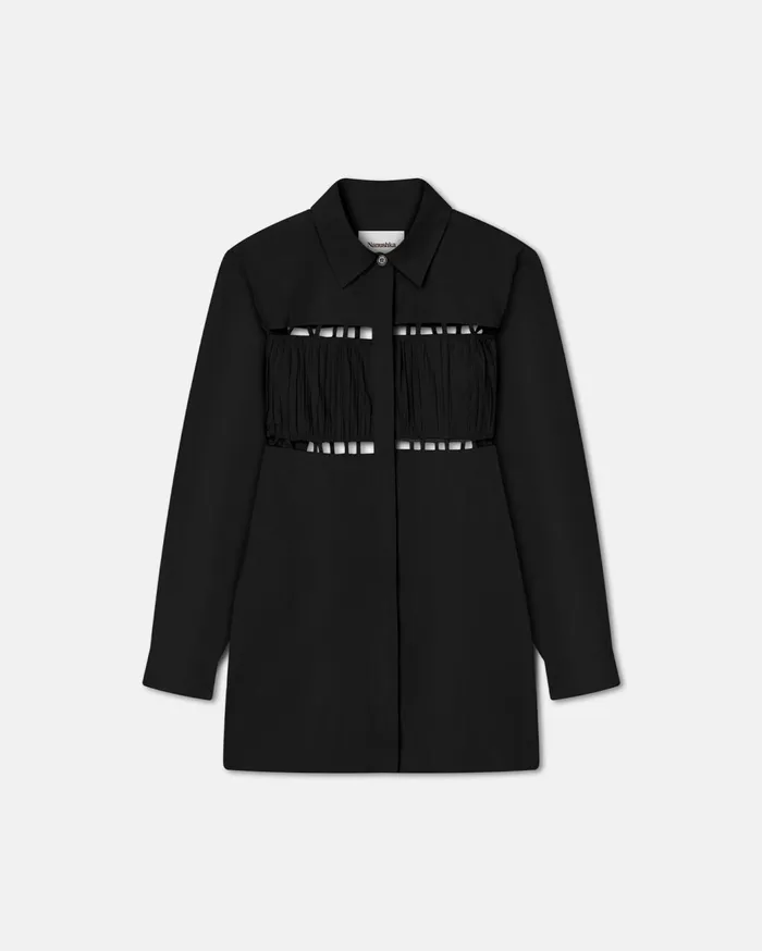 Genea Pleated Poplin Shirt Dress Black Women Nanushka Dresses