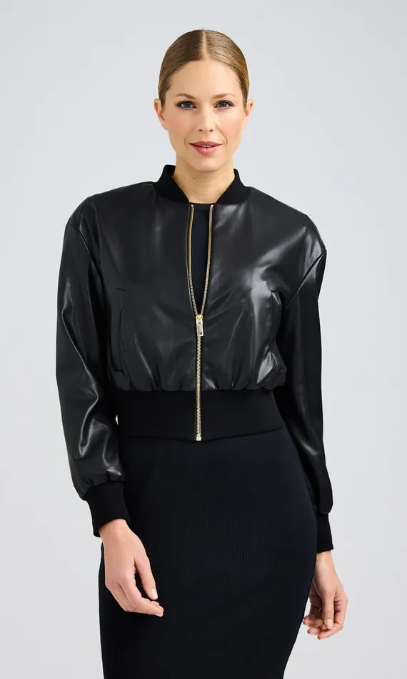 Generation Love Clothing Blazers and Jackets Adalyn Vegan Leather Bomber Black 8211 Women