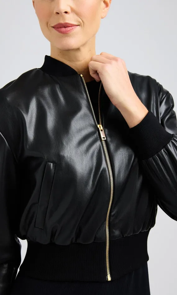 Generation Love Clothing Blazers and Jackets Adalyn Vegan Leather Bomber Black 8211 Women