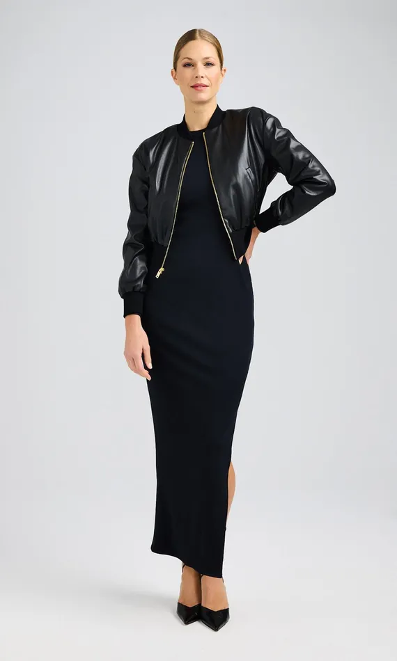 Generation Love Clothing Blazers and Jackets Adalyn Vegan Leather Bomber Black 8211 Women