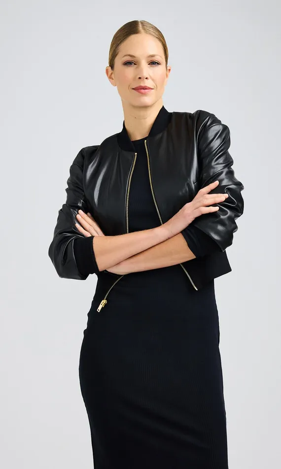Generation Love Clothing Blazers and Jackets Adalyn Vegan Leather Bomber Black 8211 Women
