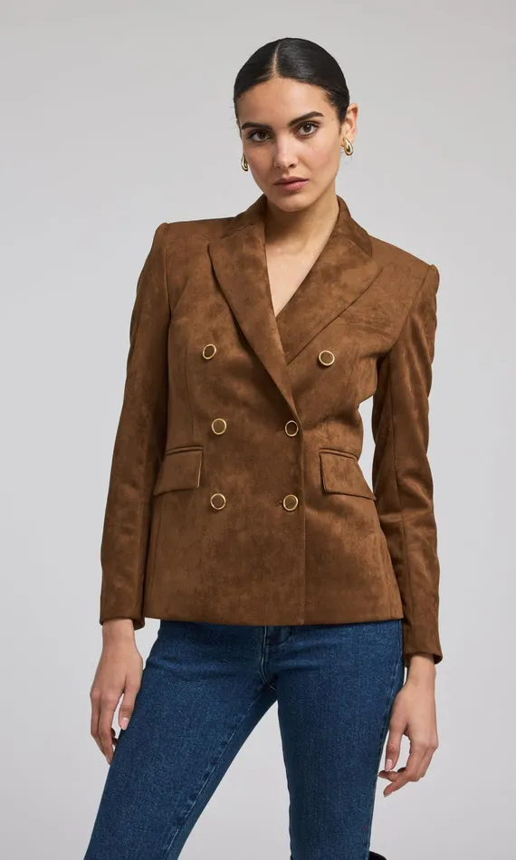 Generation Love Clothing Blazers and Jackets Arielle Vegan Suede Blazer Caramel 8211 Women