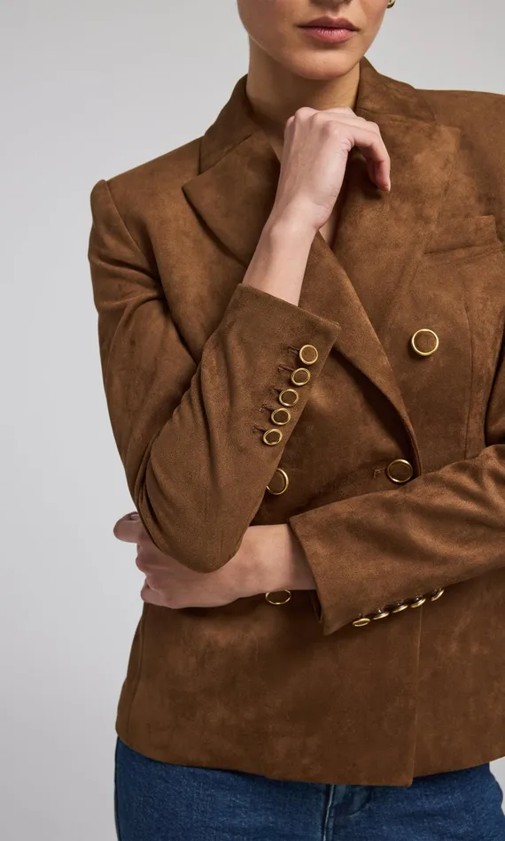 Generation Love Clothing Blazers and Jackets Arielle Vegan Suede Blazer Caramel 8211 Women