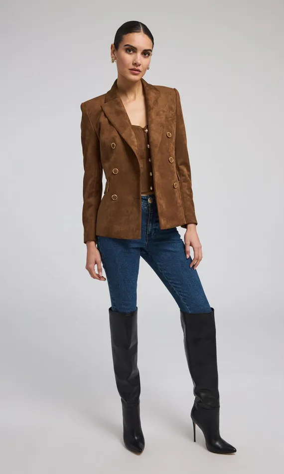 Generation Love Clothing Blazers and Jackets Arielle Vegan Suede Blazer Caramel 8211 Women