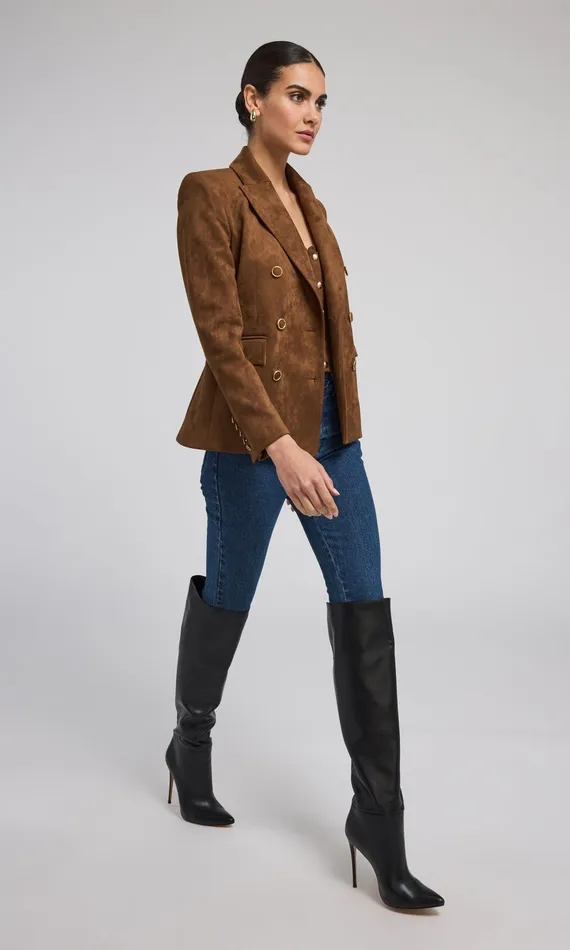 Generation Love Clothing Blazers and Jackets Arielle Vegan Suede Blazer Caramel 8211 Women