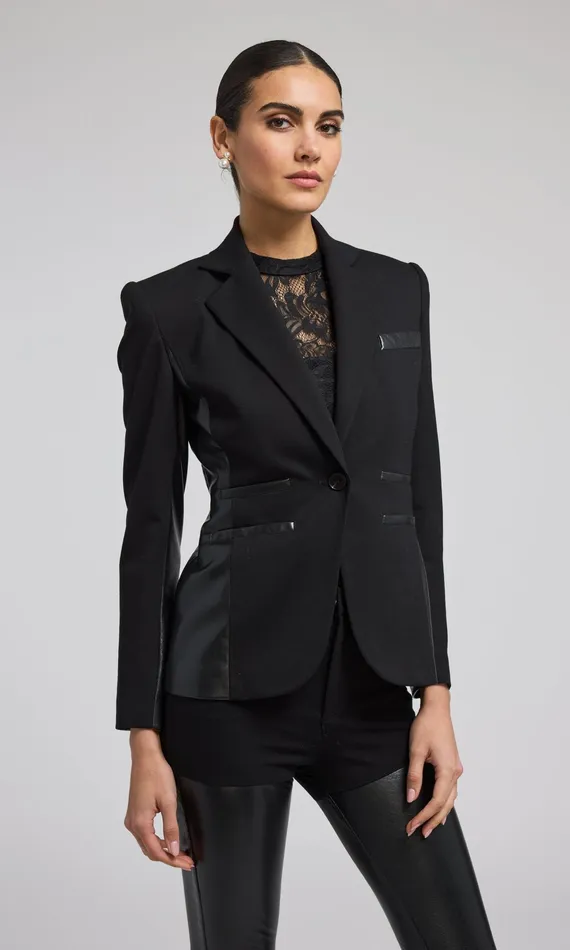 Generation Love Clothing Blazers and Jackets Gayle Vegan Leather Combo Blazer Black 8211 Women Generation Love Clothing Blazers and Jackets Gayle Vegan Leather Combo Blazer Black 8211 Women