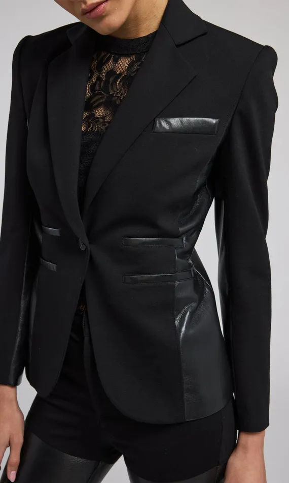 Generation Love Clothing Blazers and Jackets Gayle Vegan Leather Combo Blazer Black 8211 Women
