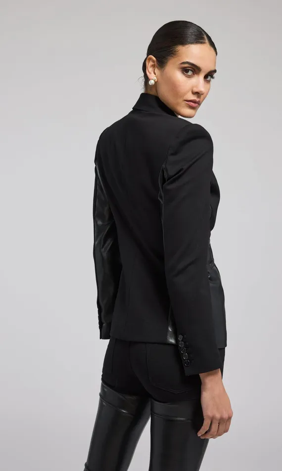 Generation Love Clothing Blazers and Jackets Gayle Vegan Leather Combo Blazer Black 8211 Women