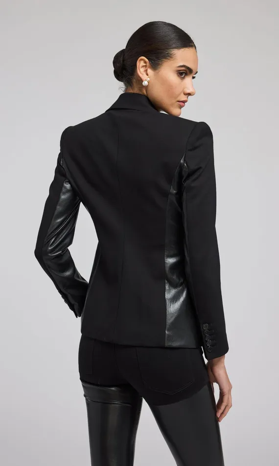Generation Love Clothing Blazers and Jackets Gayle Vegan Leather Combo Blazer Black 8211 Women