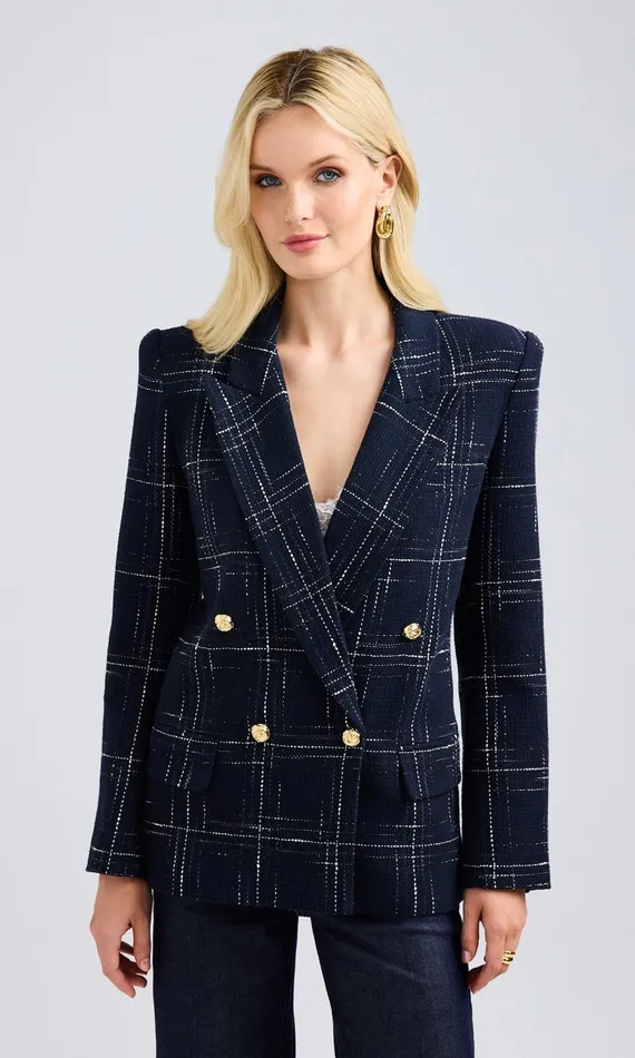Generation Love Clothing Blazers and Jackets Maverick Windowpane Tweed Blazer Navywhite 8211 Women Generation Love Clothing Blazers and Jackets Maverick Windowpane Tweed Blazer Navywhite 8211 Women