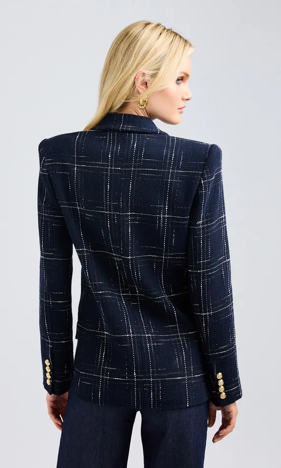 Generation Love Clothing Blazers and Jackets Maverick Windowpane Tweed Blazer Navywhite 8211 Women