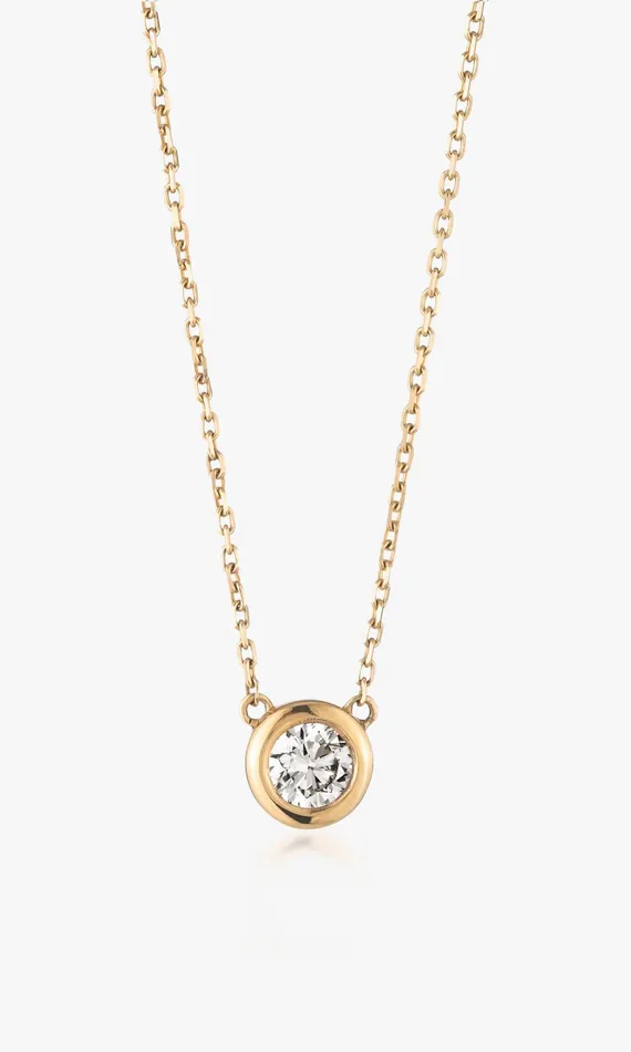 Generation Love Clothing Fine Jewelry Mon Tresor Round Cut Bezel Pendant 58 Carat Yellow Gold 8211 Women
