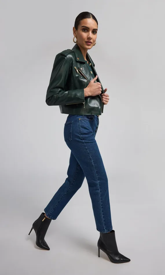 Generation Love Clothing Outerwear Cosita Vegan Leather Moto Jacket Forest 8211 Women