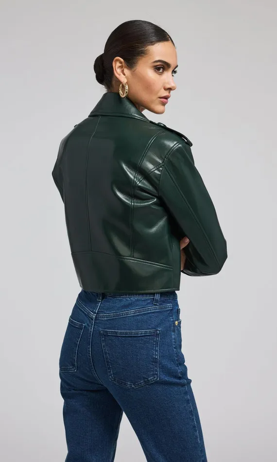Generation Love Clothing Outerwear Cosita Vegan Leather Moto Jacket Forest 8211 Women