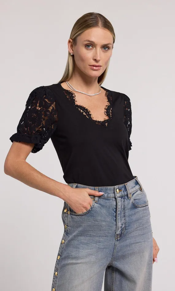 Generation Love Clothing Tops Jess Lace Combo Top Black 8211 Women