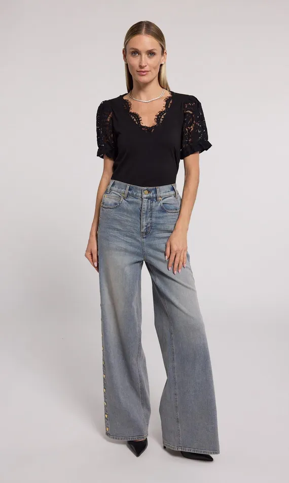 Generation Love Clothing Tops Jess Lace Combo Top Black 8211 Women
