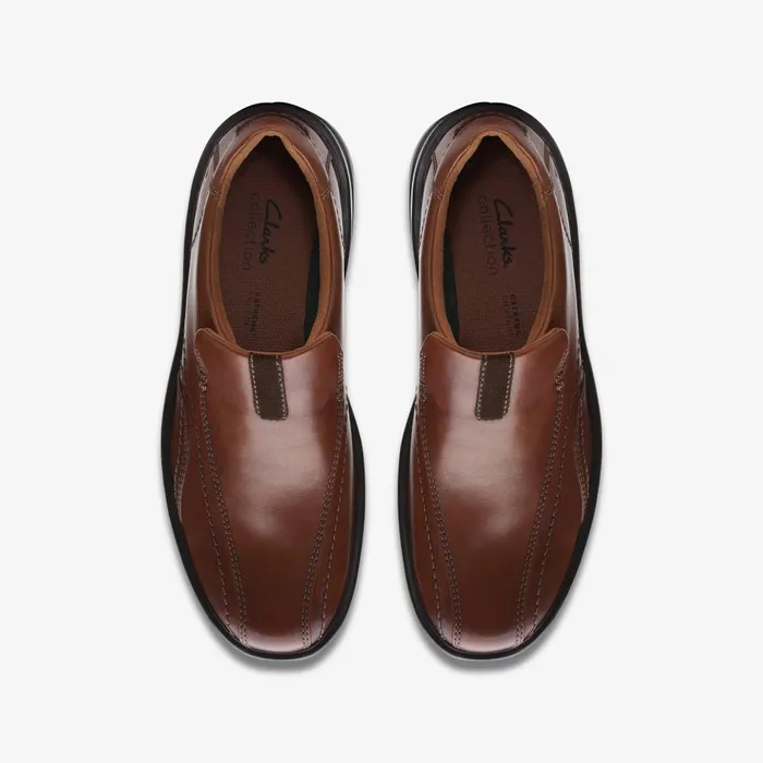Gessler Step Dark Tan Leather Men Clarks Casual Dress Shoes