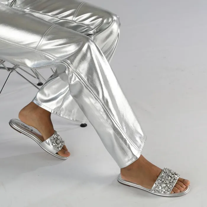Gil Ice Silver Buffalo Sandals and Slides Gil Ice Silver Buffalo Sandals and Slides