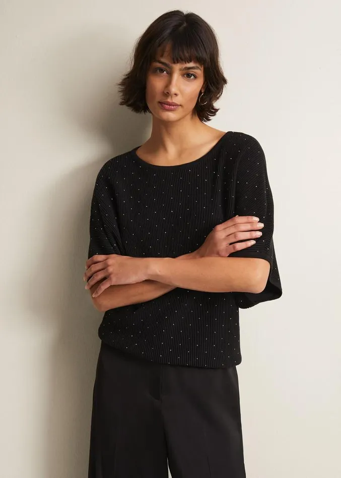 Gill Black Embellished Jumper Black Women Phase Eight Knitwear