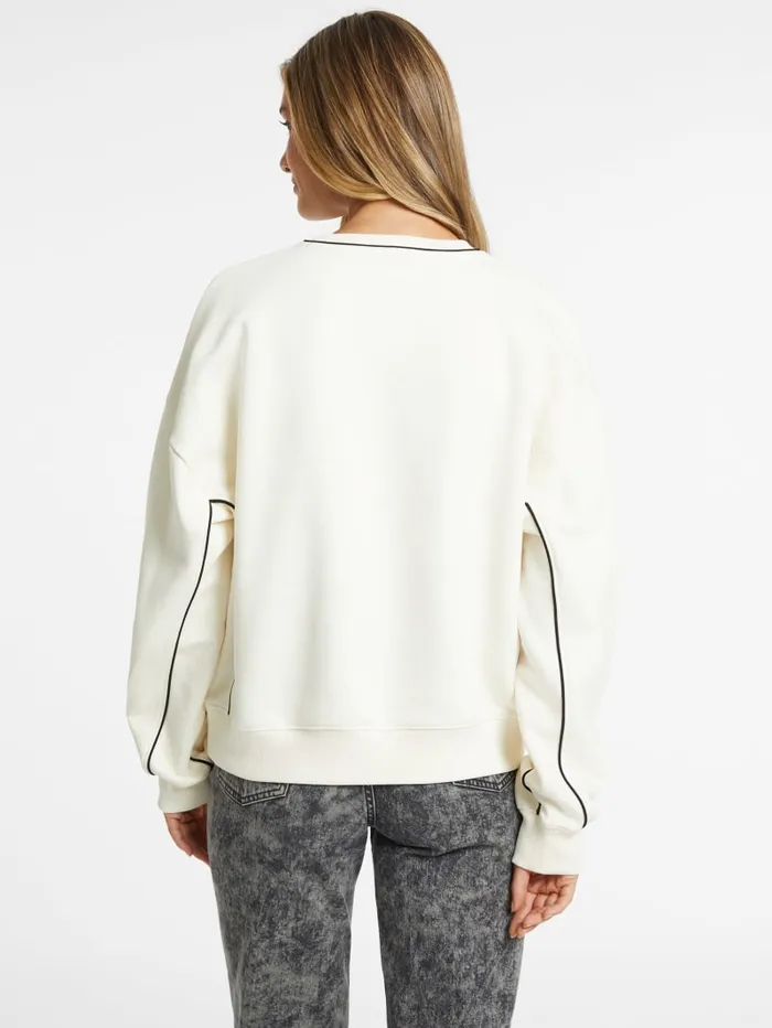 GUESS Activewear Oversized Contrast Piping Logo Sweatshirt White 8211 Women