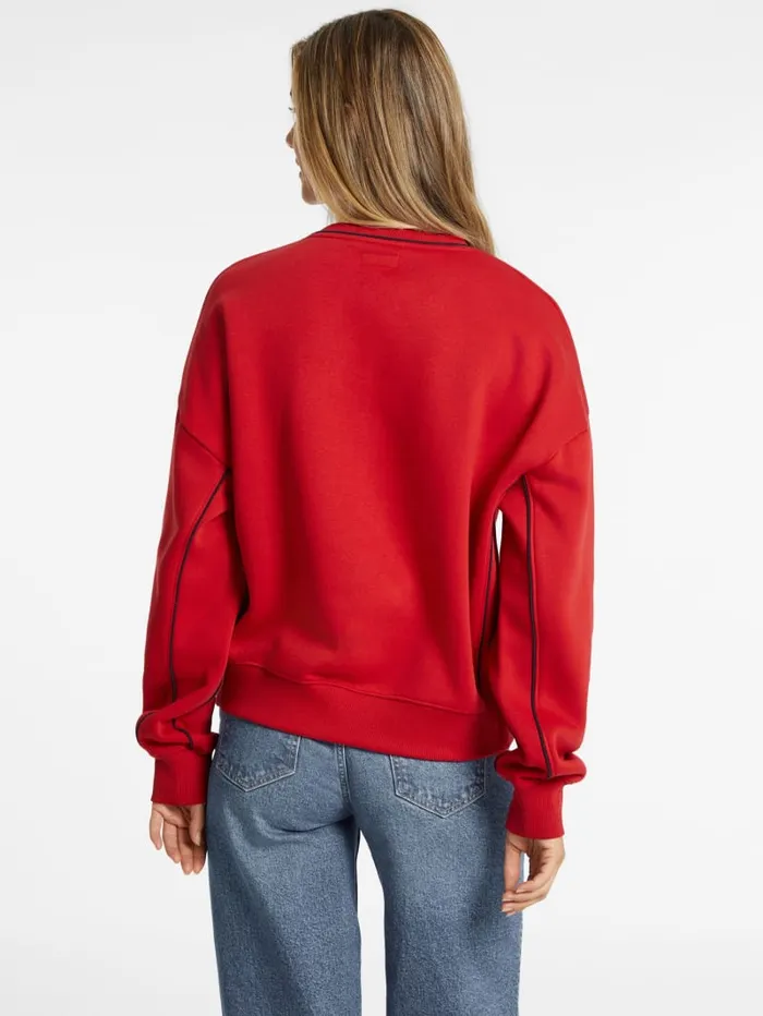 GUESS Activewear Oversized Contrast Piping Logo Sweatshirt White 8211 Women