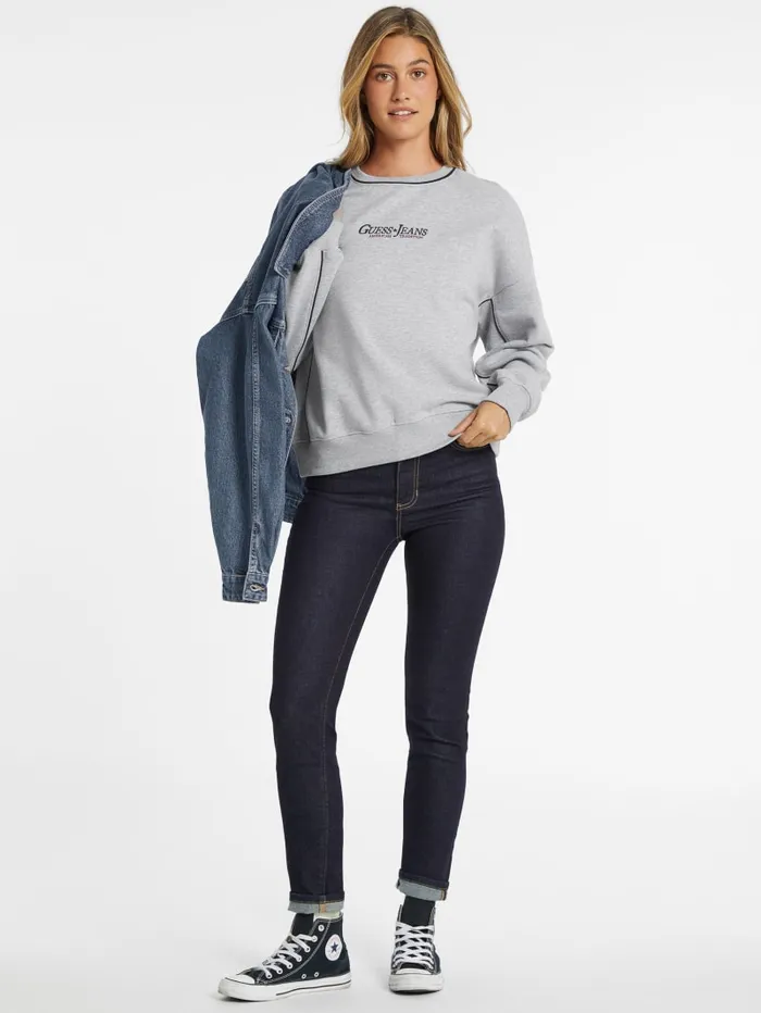 GUESS Activewear Oversized Contrast Piping Logo Sweatshirt White 8211 Women
