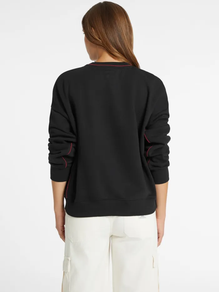 GUESS Activewear Oversized Contrast Piping Logo Sweatshirt White 8211 Women