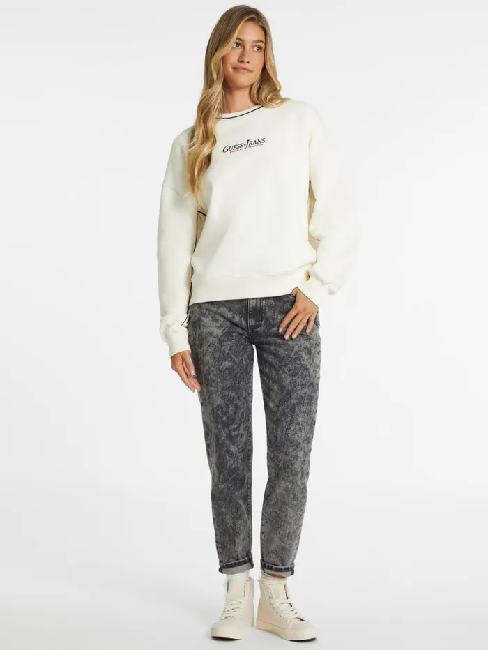 GUESS Activewear Oversized Contrast Piping Logo Sweatshirt White 8211 Women