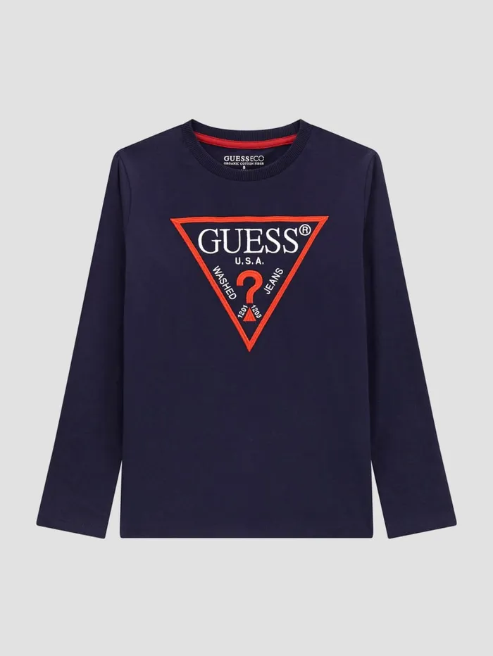 GUESS Big Boy 7 14 Embroidered Logo Tee 718 Blue 8211 Kids