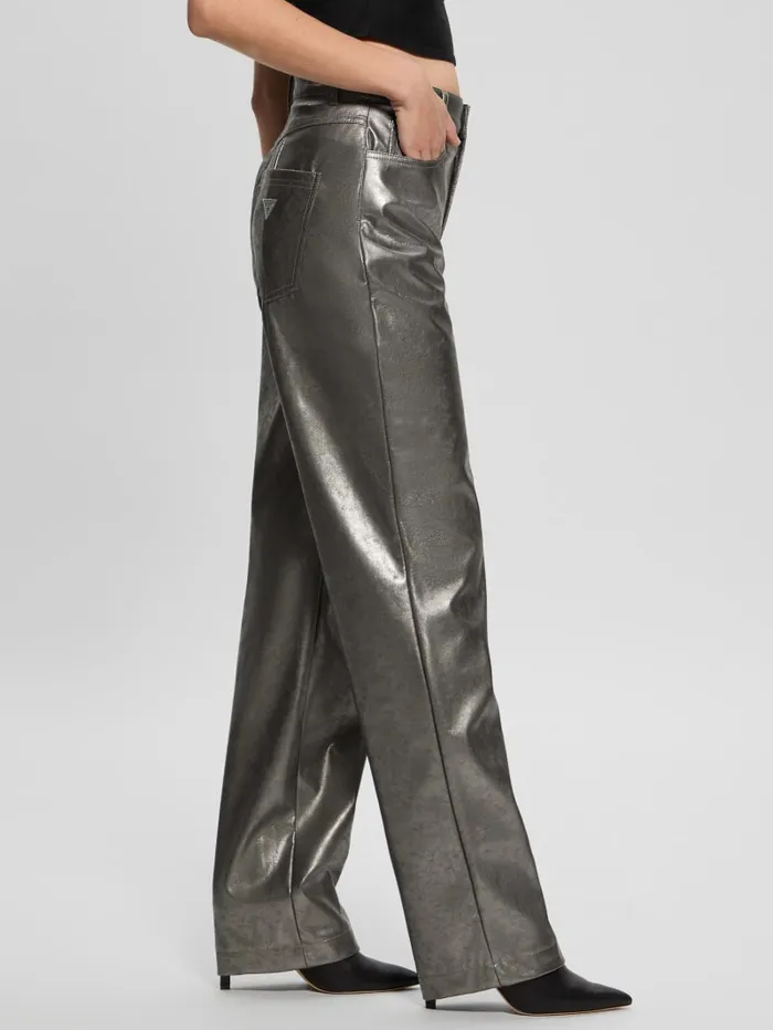 GUESS Bottoms Ambra Metallic FauxLeather Pants Pink 8211 Women