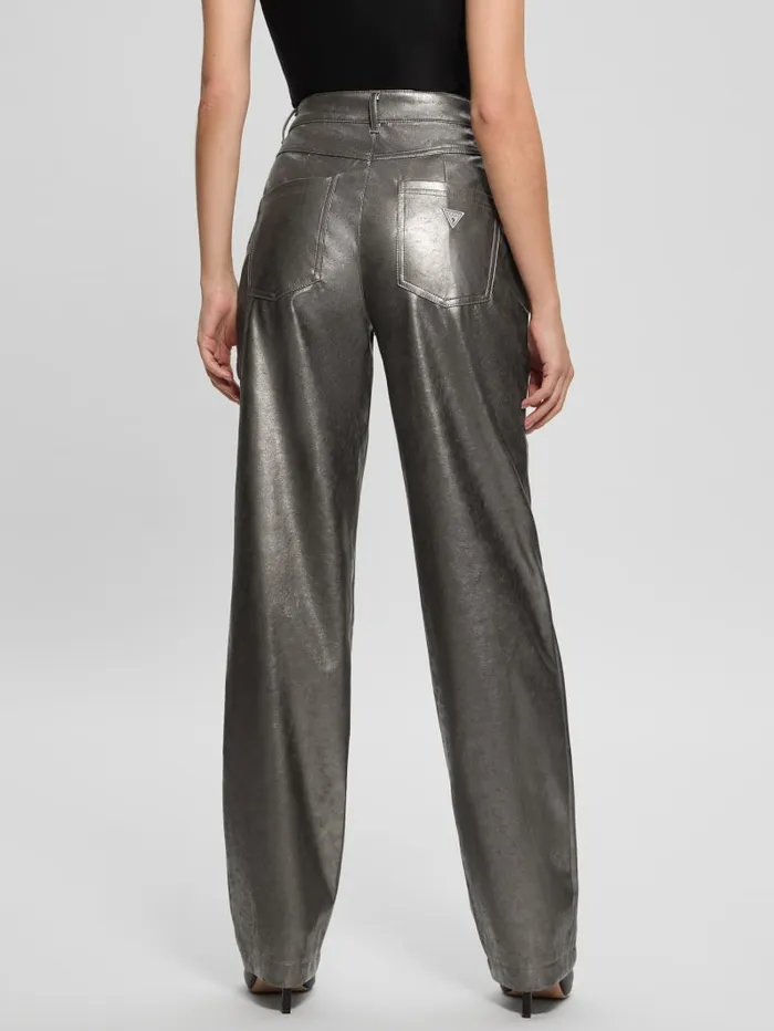 GUESS Bottoms Ambra Metallic FauxLeather Pants Pink 8211 Women