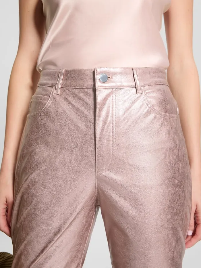 GUESS Bottoms Ambra Metallic FauxLeather Pants Pink 8211 Women