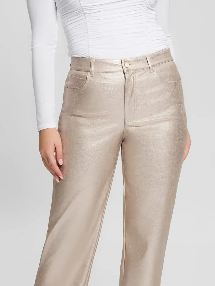 GUESS Bottoms Ambra Metallic FauxLeather Pants Pink 8211 Women