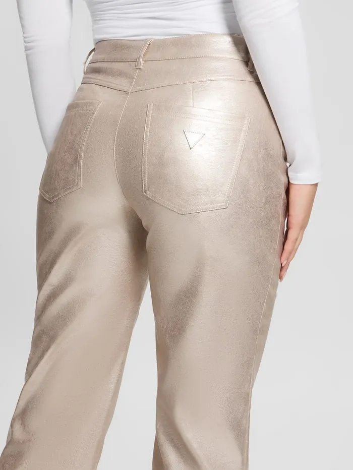 GUESS Bottoms Ambra Metallic FauxLeather Pants Pink 8211 Women