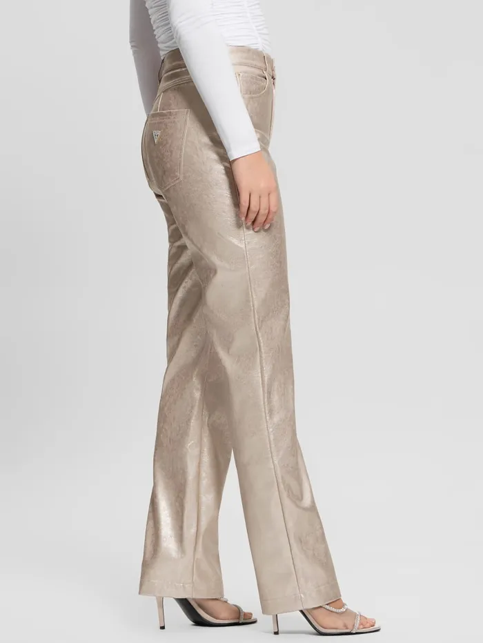 GUESS Bottoms Ambra Metallic FauxLeather Pants Pink 8211 Women