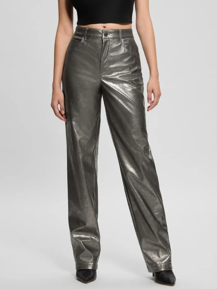 GUESS Bottoms Ambra Metallic FauxLeather Pants Pink 8211 Women