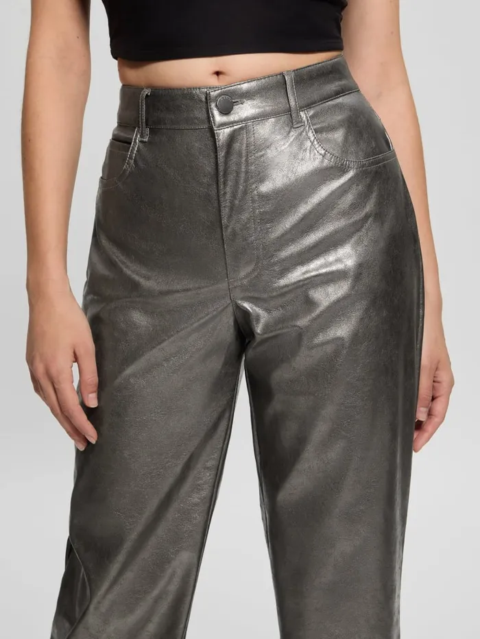 GUESS Bottoms Ambra Metallic FauxLeather Pants Pink 8211 Women
