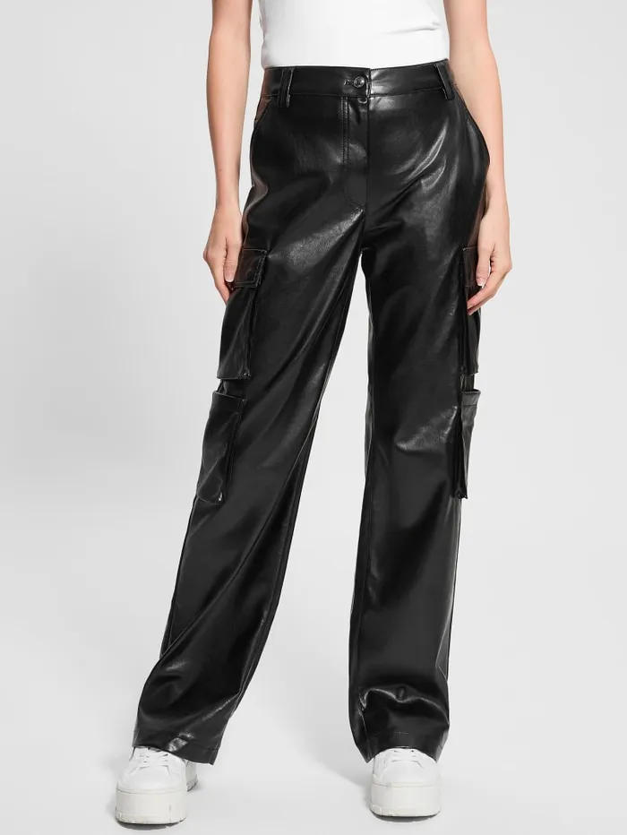 GUESS Bottoms Kori FauxLeather Cargo Pants Black 8211 Women