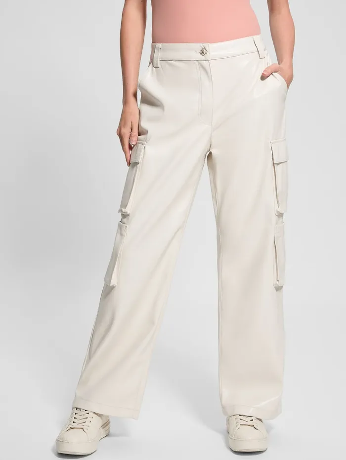 GUESS Bottoms Kori FauxLeather Cargo Pants Black 8211 Women