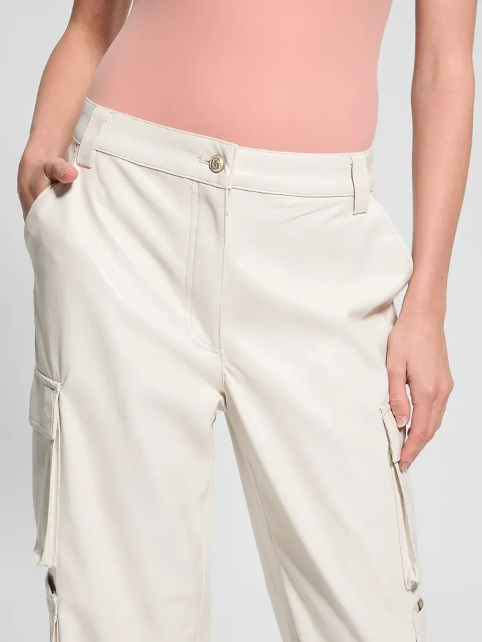 GUESS Bottoms Kori FauxLeather Cargo Pants Black 8211 Women
