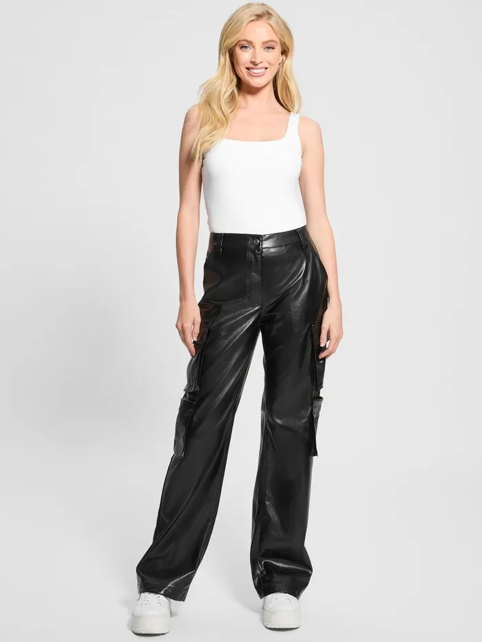 GUESS Bottoms Kori FauxLeather Cargo Pants Black 8211 Women