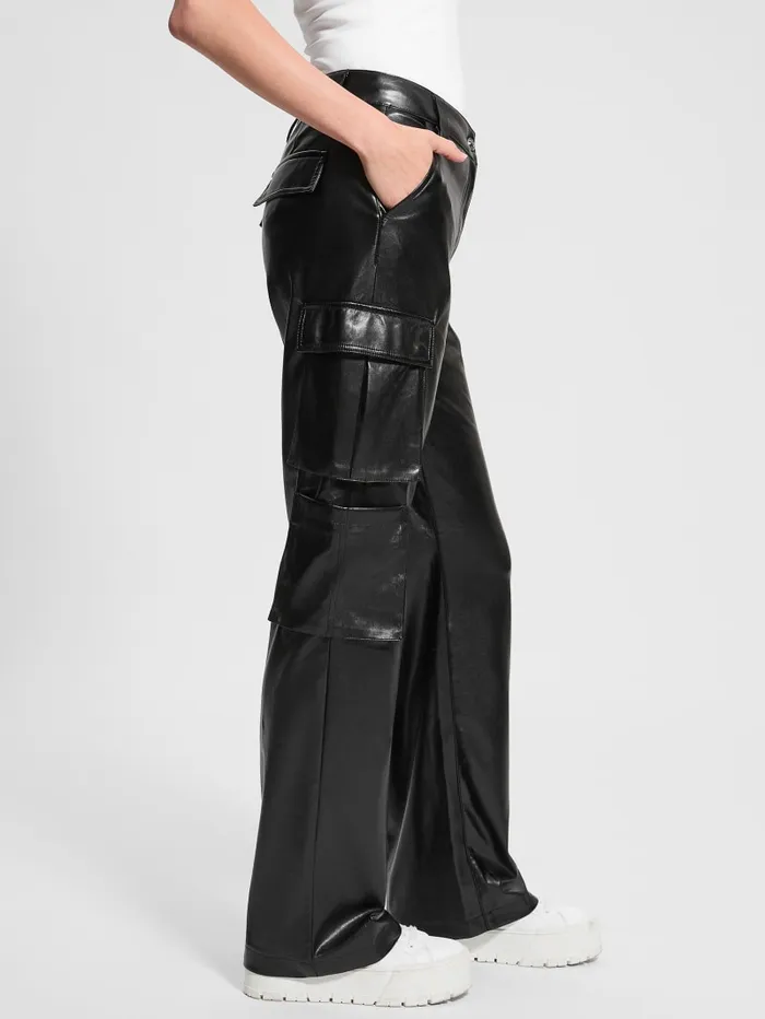 GUESS Bottoms Kori FauxLeather Cargo Pants Black 8211 Women