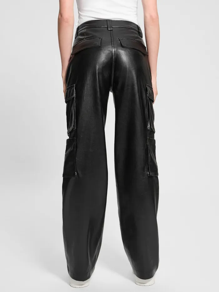 GUESS Bottoms Kori FauxLeather Cargo Pants Black 8211 Women