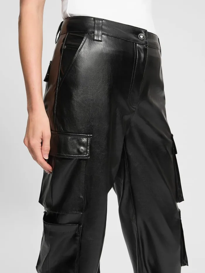 GUESS Bottoms Kori FauxLeather Cargo Pants Black 8211 Women