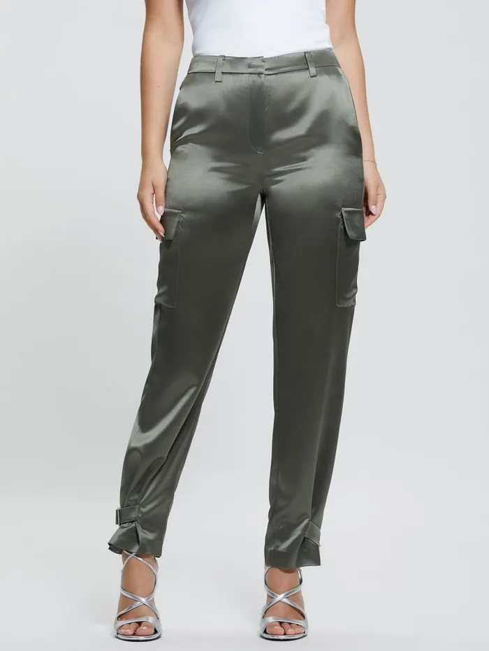 GUESS Bottoms Marzia Satin Joggers Green 8211 Women